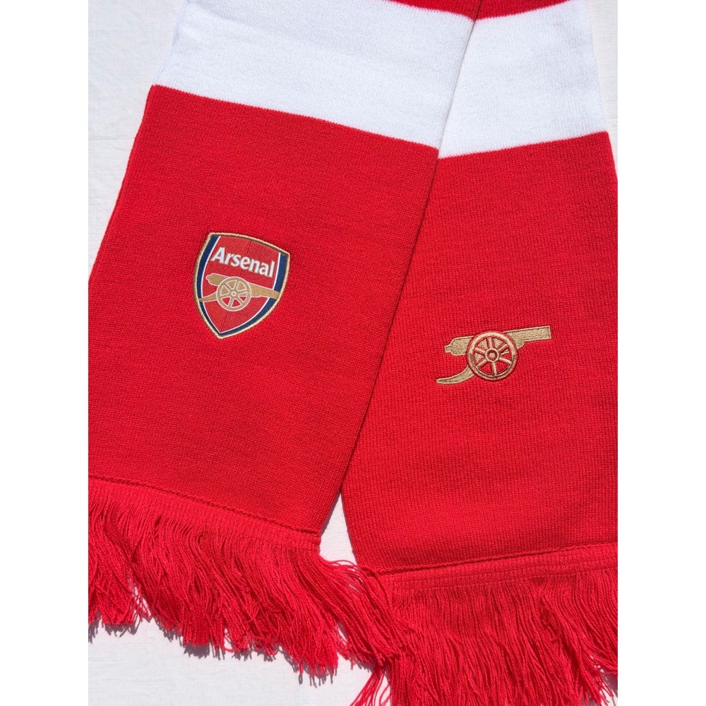 Arsenal FC Scarf Red White Striped Soccer Football Fringe Crest Fan Acrylic EPL - Picture 2 of 6
